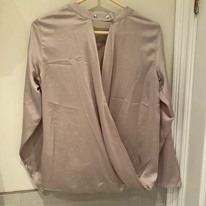 Satin Open Back Blouse With Snap Buttons